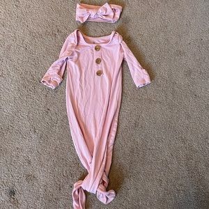 Caden lane 0-3M knot gown and bow